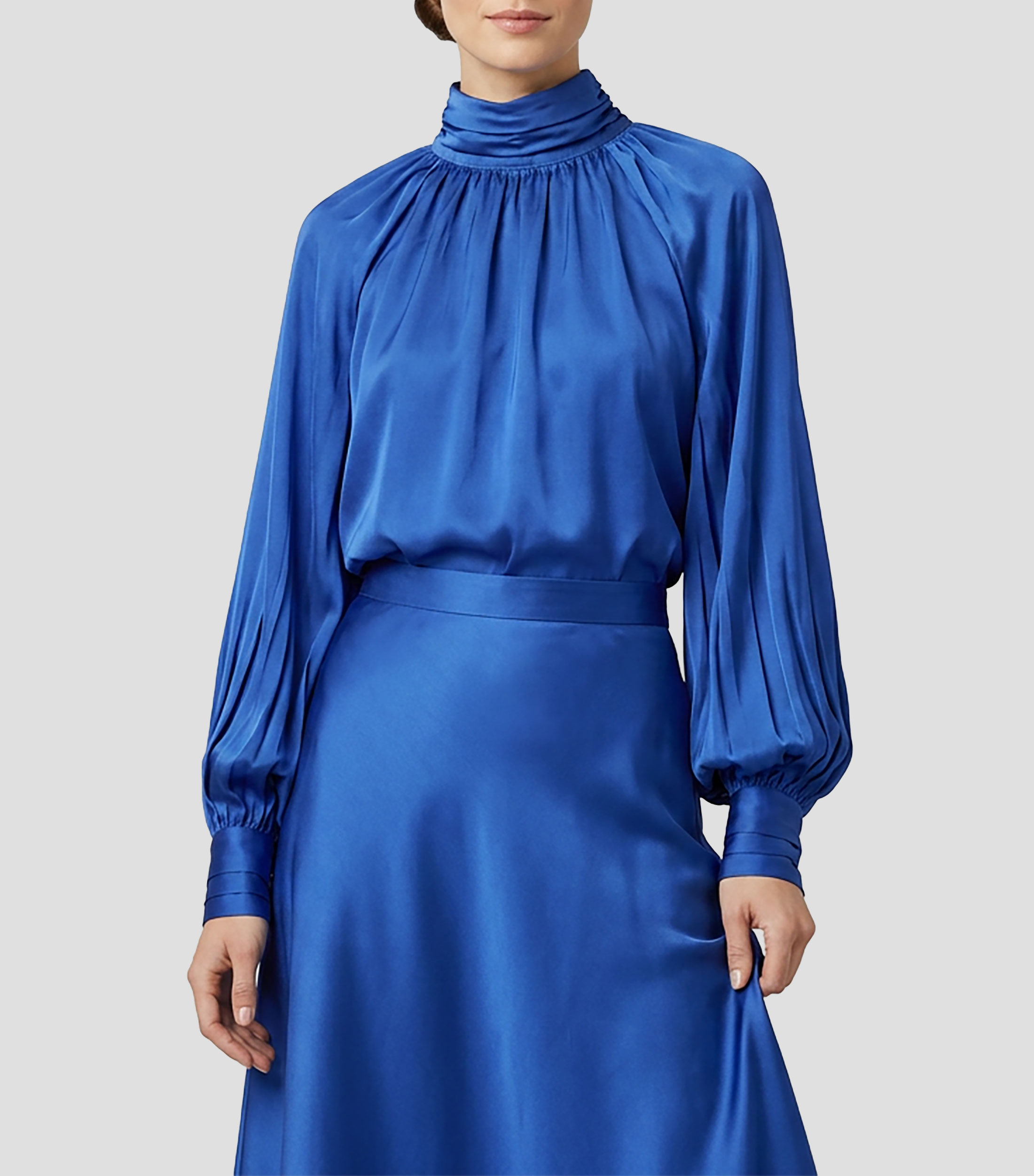 Blusa lisa manga larga Mujer